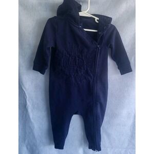 baby gap fleece romper 12-18 mo zip‎ up hood